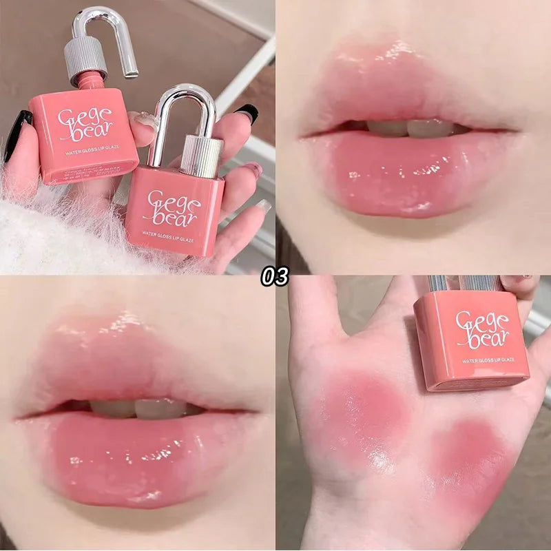 Gege Bear Lockheart Sweet Color Water-Gloss Lip Gloss-Vibrant Colors, Easy to Apply with Non-Long-Lasting Hydration