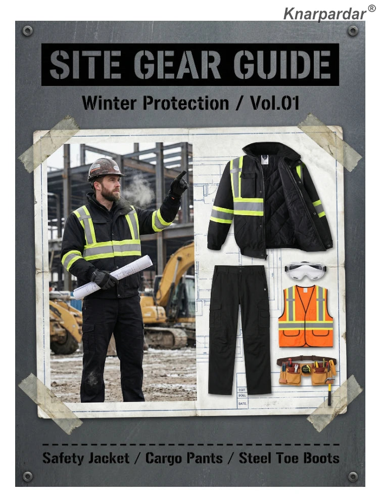 Winter Black Jacket High Visibility Warm Jacket for Men With Customized Logo Waterproof Jacket Reflective Parka Jacket Workwear
