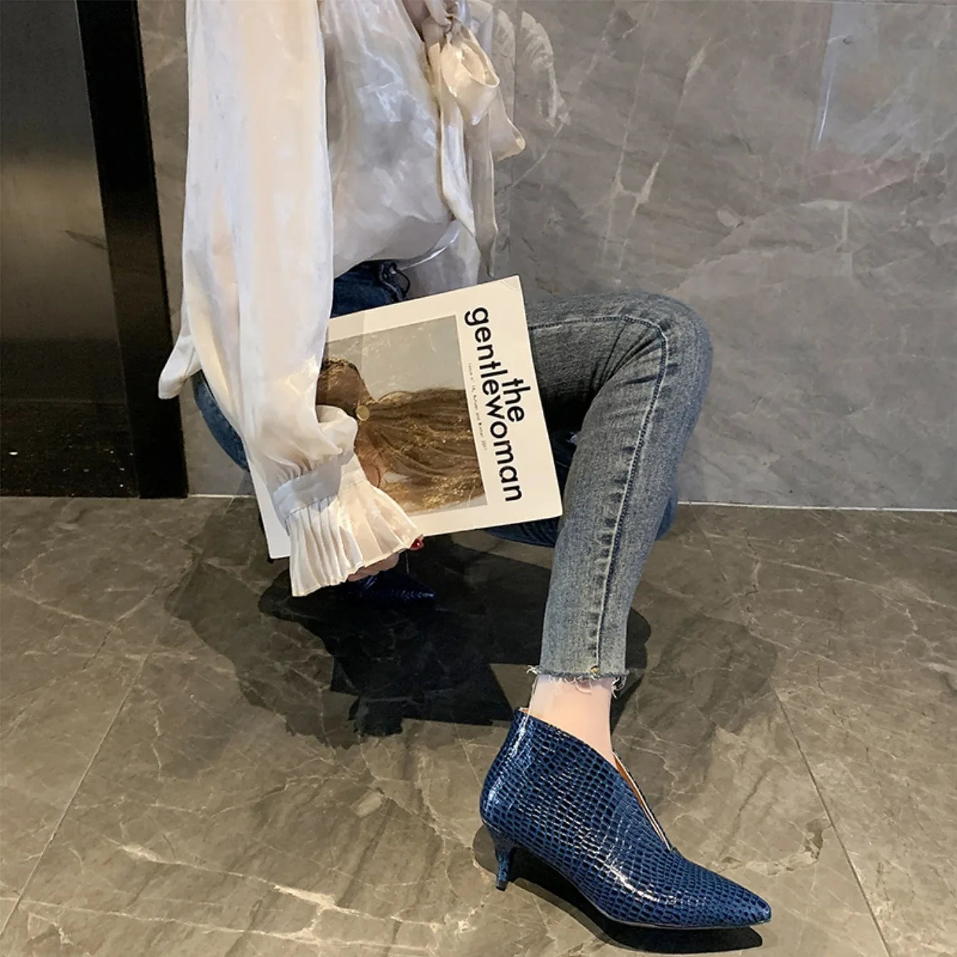 Women Boots High-heeled Shoes 2024 Spring Autumn New Fashion Pointed Thick High Heels Boots Women Shoes Comfortable Temperament
