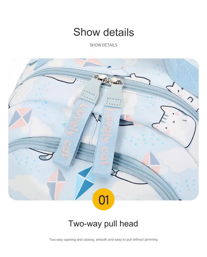 School Bags for Girls Cute Printing Cat School Backpack and Handbag Kawaii Children Backpack Back To School 2024 Mochila Escolar