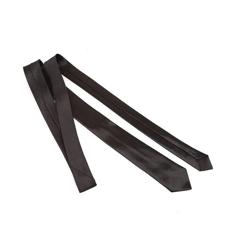 Elegant Solid Color Necktie For Men Casual Slim Plain Mens Solid Skinny Neck Party Wedding Tie Silk Neckties