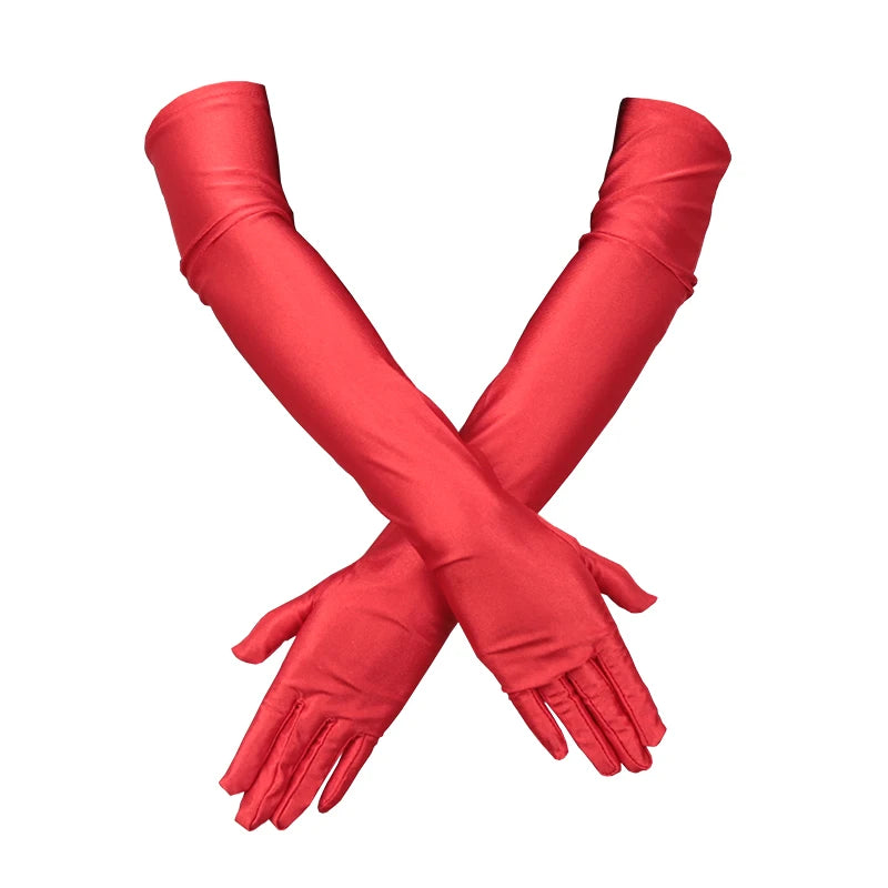 Women Long Gloves Finger Elbow Protection Opera Evening Party Prom Costume Adult Fashion Accessories Breathable Black Mittens