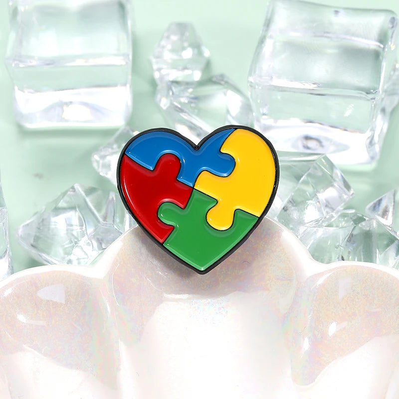 Autism Awareness Puzzle Enamel Pins Introvert Caring For Mental Health Metal Brooches Lapel Badges Jewelry Gifts For Friends