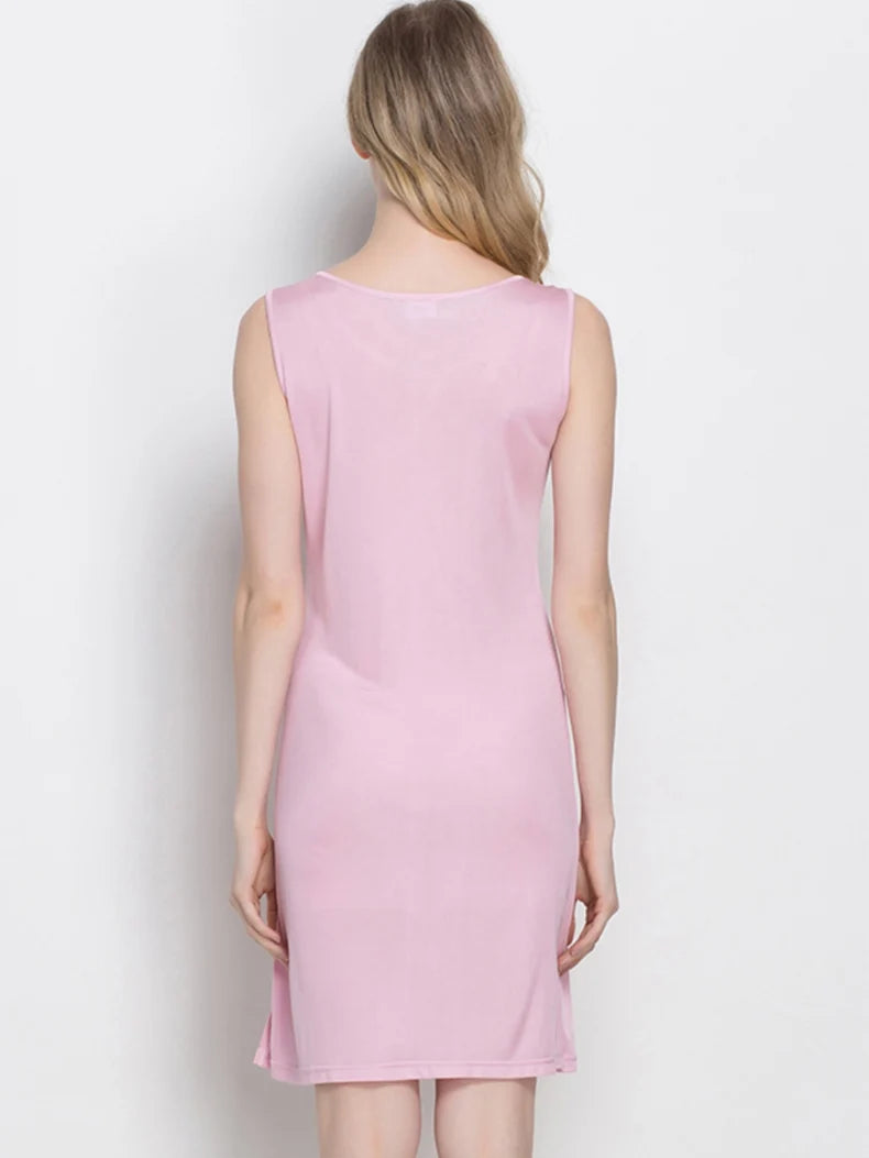 Knitted Natural Silk women sleep dress, Solid Basic slip dress, Anti emptied FULL slips, sleeveless new underwear