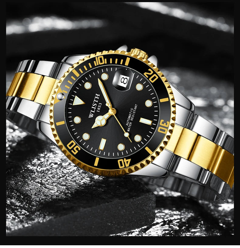 Automatic Mechanical Watch for Men Simple Business Stainless Steel Luminous Luxury Sports Mechanical Watch Man reloj hombre