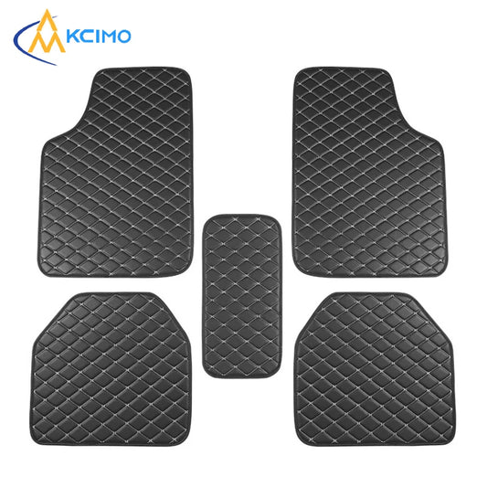 5Pcs Car Floor Mats PU Leather Waterproof Auto Foot Pad Protector pads Fashion Car Carpet Cushion For All Seasons