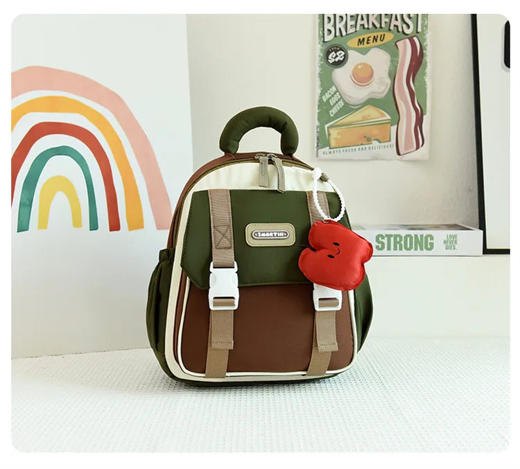 New Large-capacity Backpack Children Kindergarten Backpack Boys Girls Kids Load-reducing Color-blocking Double-shoulder Bag