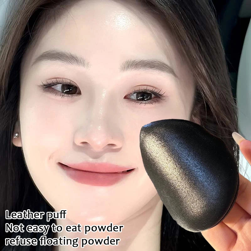 1/2PCS Black Leather Air Cushion Sponge Powder Puff Dry Wet Dual-use Beauty Cosmetic Foundation Powder Puff Makeup Sponge Tools