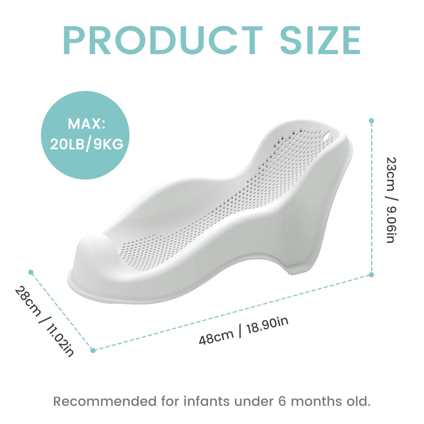 Soft Baby Bath Support for Newborns - Ergonomic, Easy to Clean & Comfortable Anti-Slip Infant Bath Seat with Quick Drying Design