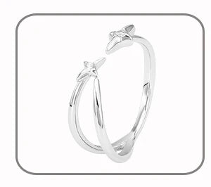 F.I.N.S New Original Simple S925 Sterling Silver Star Ring Women's Double Layer Irregular Adjustable Finger Fine Jewerlry Gifts