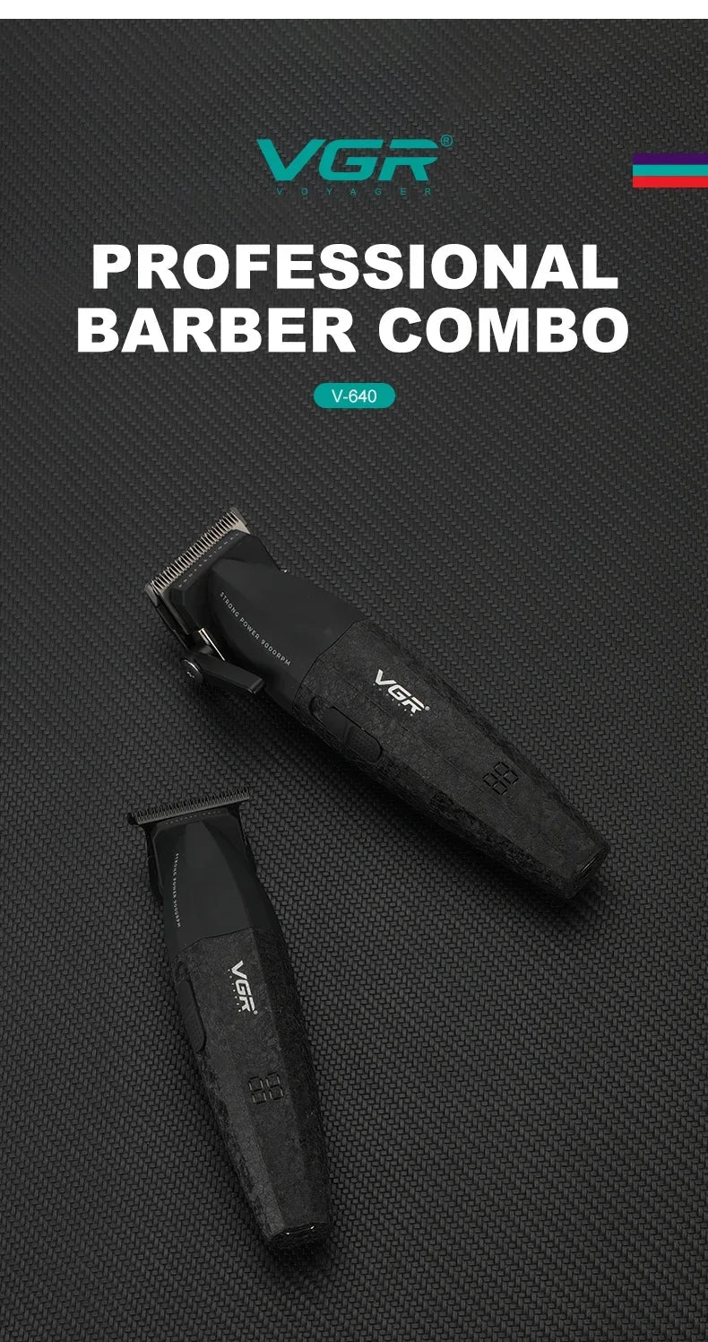 VGR Hair Trimmer Professional Clipper Cordless Barber 9000 RPM Rechargeable Hair Cutting Machine Metal Trimmer for Men V-640
