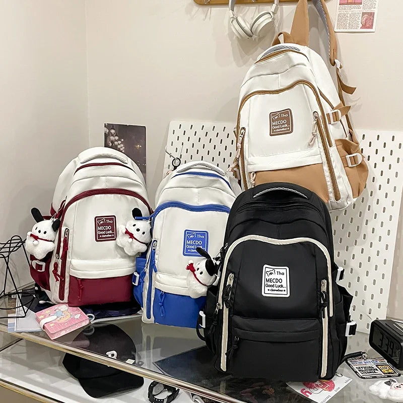 College Style Color Blocked Student School Bags Lightweight Large Capacity Multi-layer Storage Computer Backpack Campus Travel