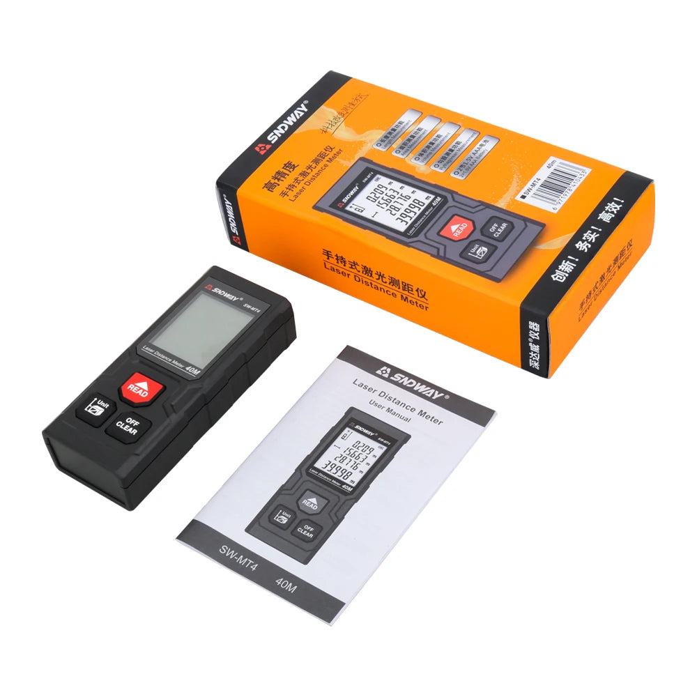 SNDWAY laser distance meter 40M 60M 80M 100M rangefinder trena laser tape range finder build measure device ruler test tool