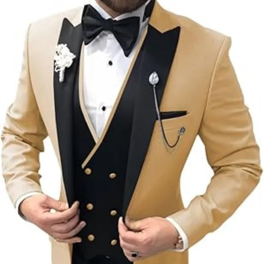 Elegant Suits For Men Wedding 3 Pieces Jackets Vest Pants Blazers Outfit Groom's Classic Full 2025 Formal Costume