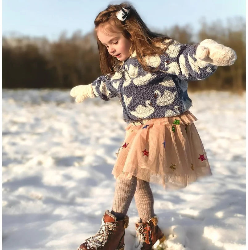 Children's Jackets 2024 Fall And Winter Fashion Cartoon Lamb Wool Girls Jacket Cotton Warm Cute Boys Coat Children's Clothing