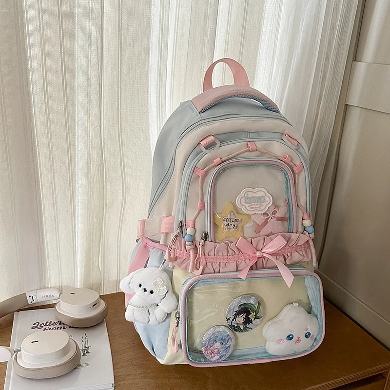 Large Capacity Children's School Bag Set for Girls Primary And Middle School Double Shoulder Backpack Sweet College Style