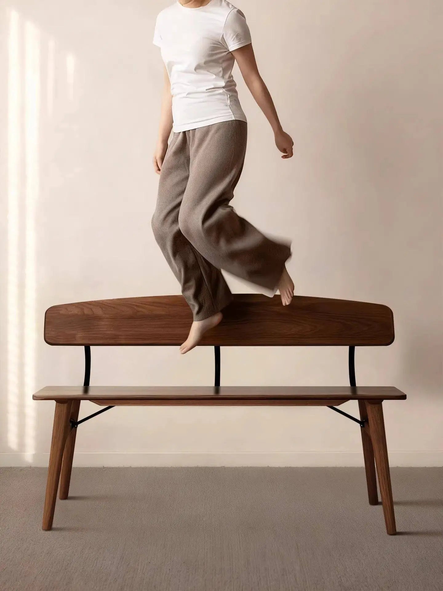 Medieval style solid wood bench small apartment simple household dining table living room backrest bedside porch shoe change cha