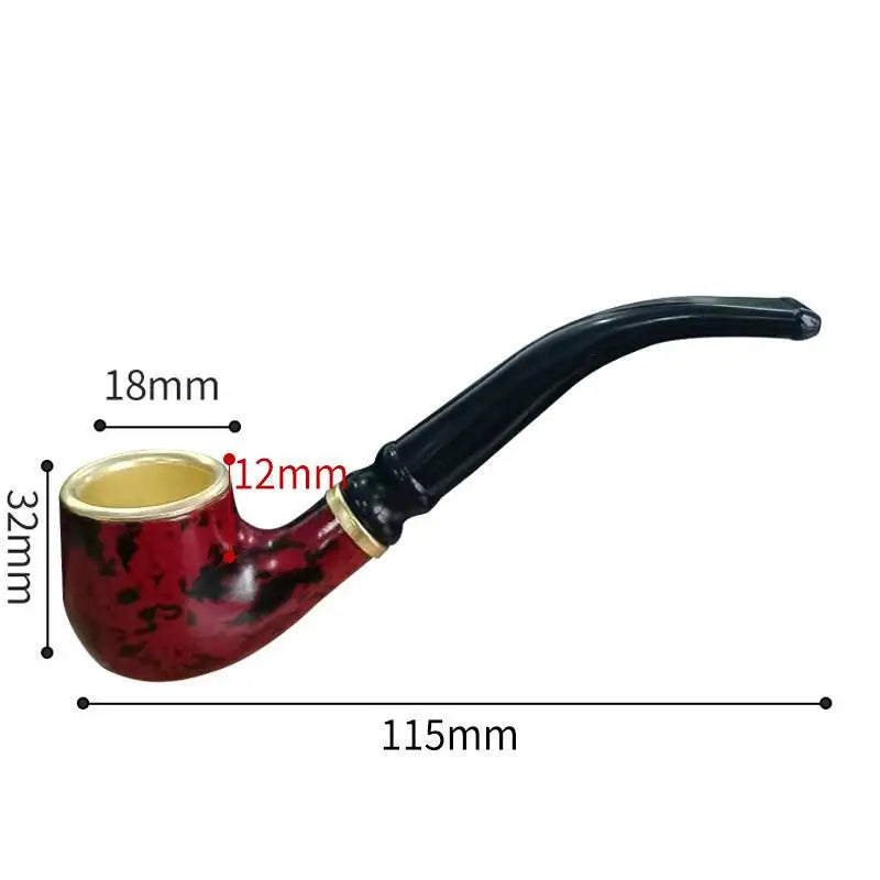 Durable Mini Cigarette Pipe Imitation Wood Pipe Men's Classic Resin Pipe Old-Fashioned Dry Pipe Portable Copper Pot Bent