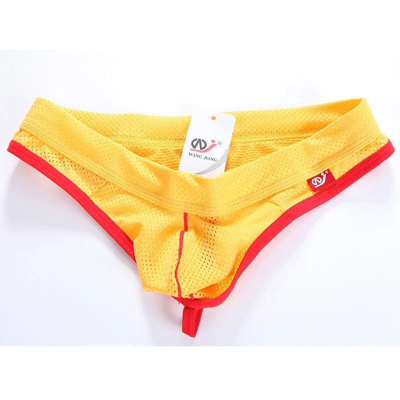 Men's Low Waist Thongs Breathable Nylon Mesh T Briefs Comfortable Underwear