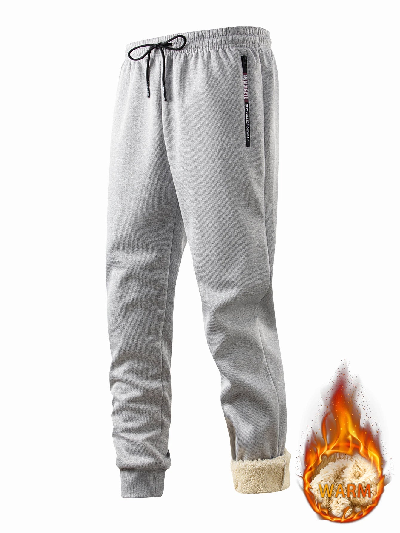 Men's casual pants autumn and winter lamb plush fleece sports pants men's jogging pants elastic waistband ankle-cuffed casual
