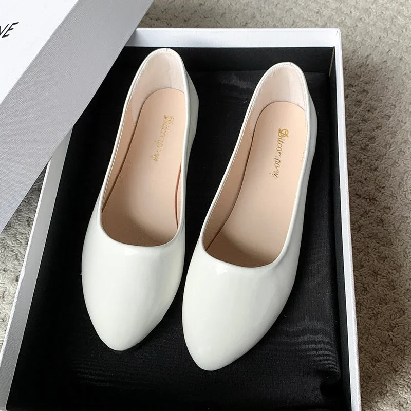 Ladies Formal Flat Shoes Spring Autumn Non-slip Women Black Causal Loafers Uniform Shoes Versatile Women's Ballet Leather Shoes