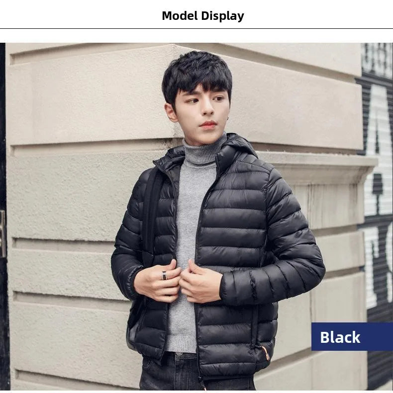 Men's Lightweight down Cotton Jaet ort Sle Casual Hooded Coat Haome Cotton Outerwear Winter New Arrival