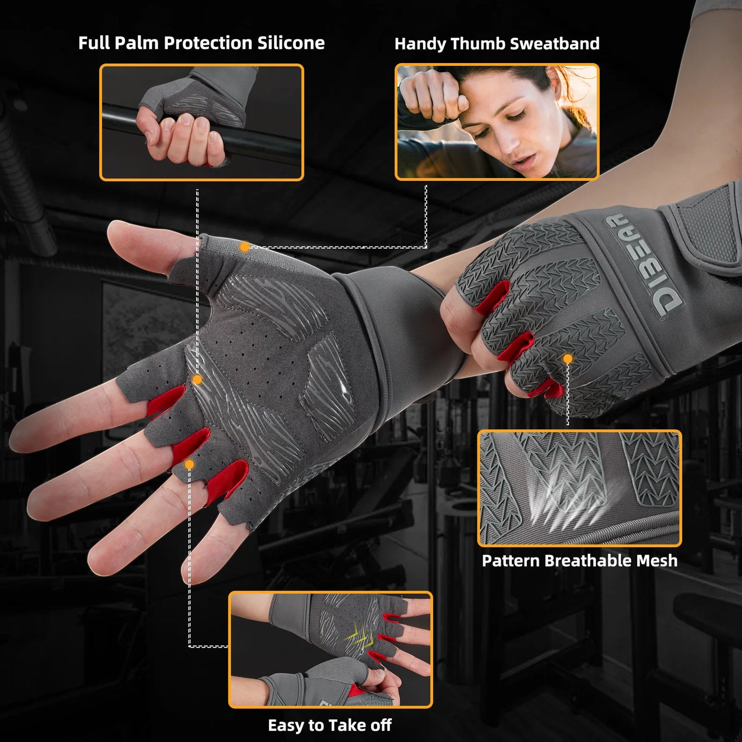 Gym Weight Lifting Gloves Fitness Outdoor Body Building Training Sports Exercise Cycling Anti Slip Workout Gloves for Men Women