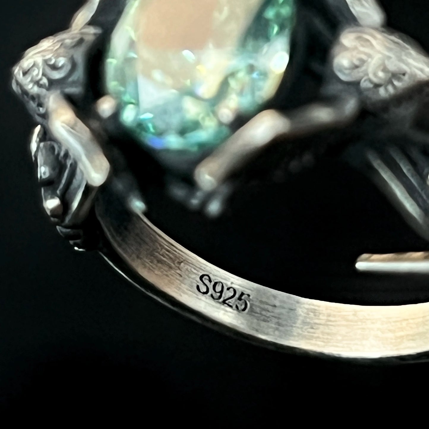 Sterling silver 925 original design hand-made Gothic dark soldiers set with diamonds ring