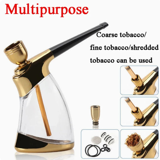 New Gold Shisha Shaped Hookah Water Pipe Smoking With Handmade Smoking Accessories Pipe Shisha Hookah Bicirculation Filter