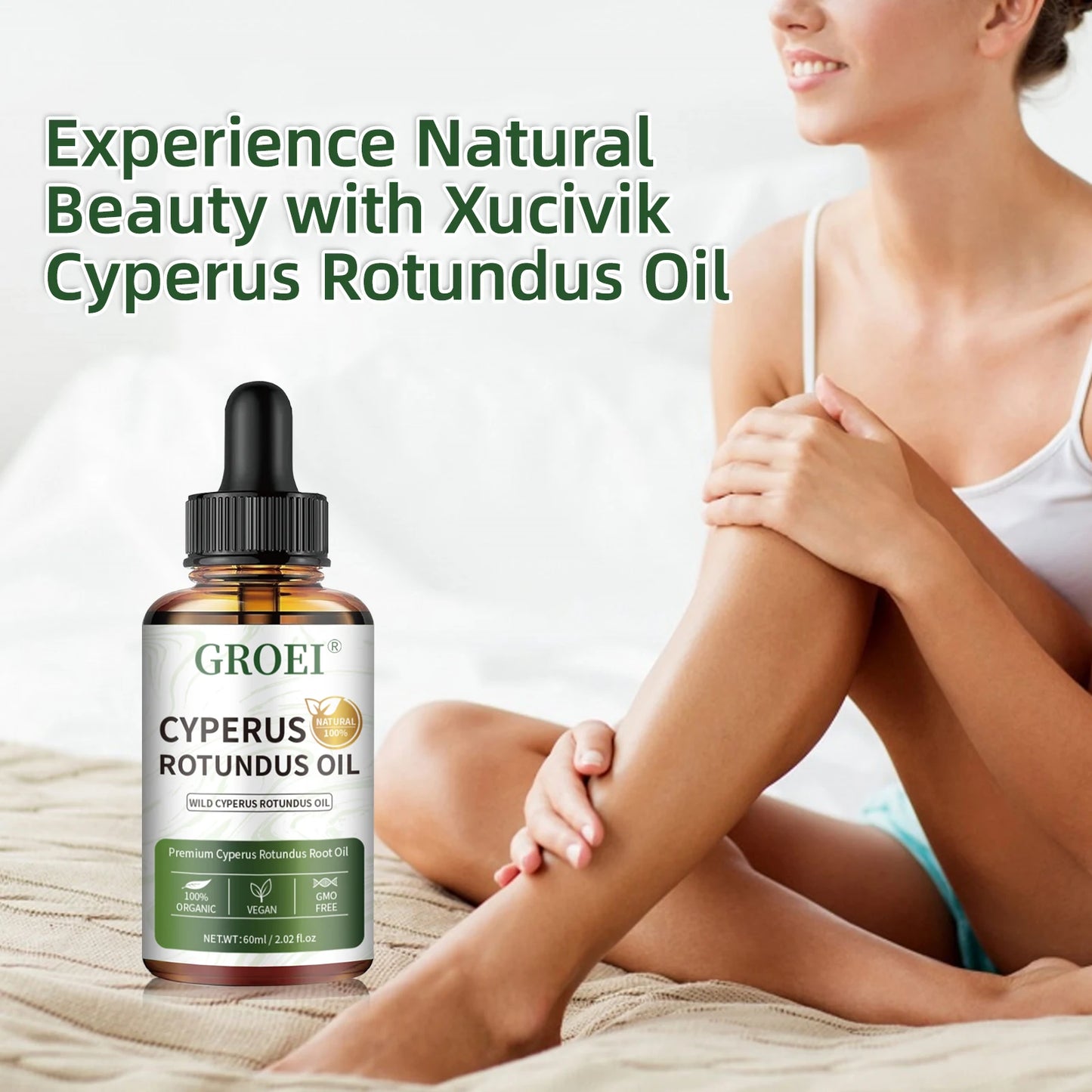 60ml Natural Organic Cyperus Rotundus Oil for Hair Growth Reduction, Post-Shave Care, Vegan & Non-Irritating Skin Moisturizer
