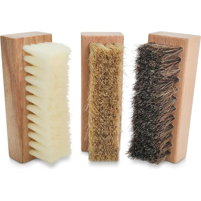 KYCOR-Shoe Brushes For Cleaning Horse Hair Brush For Leather Ultimate Shoe Cleaning Brush Set