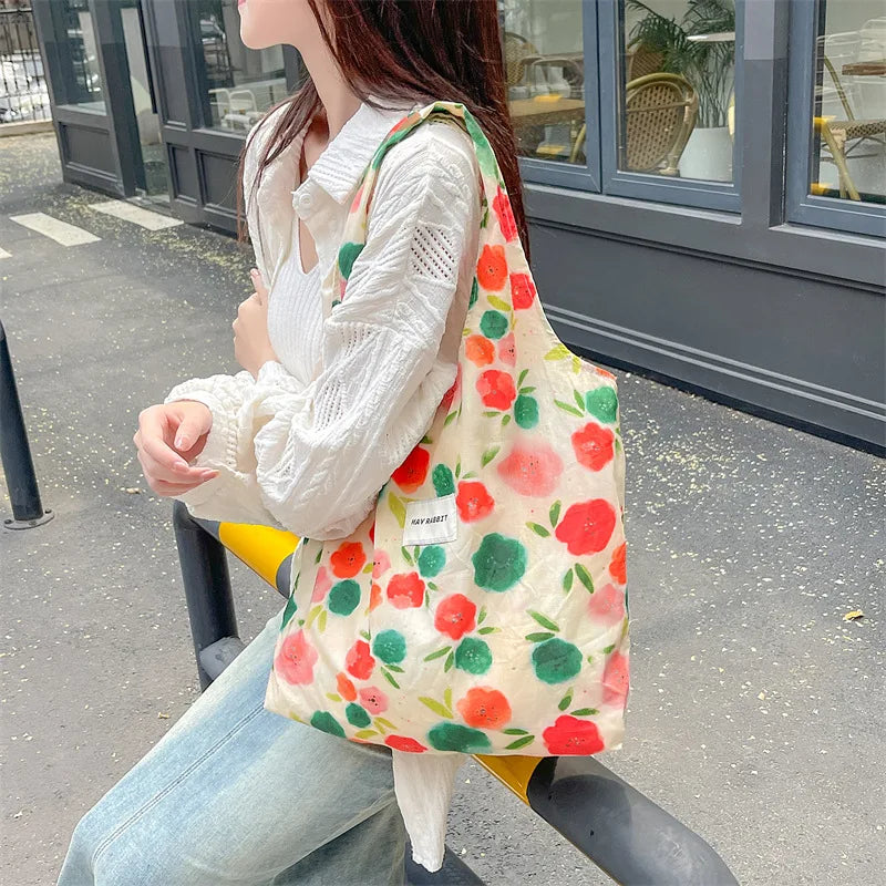 Women's Bag  Cotton Vest Fresh And Artistic Single-shoulder Bag Canvas Large-capacity Daily Handbag Pink Color Simple Fashion