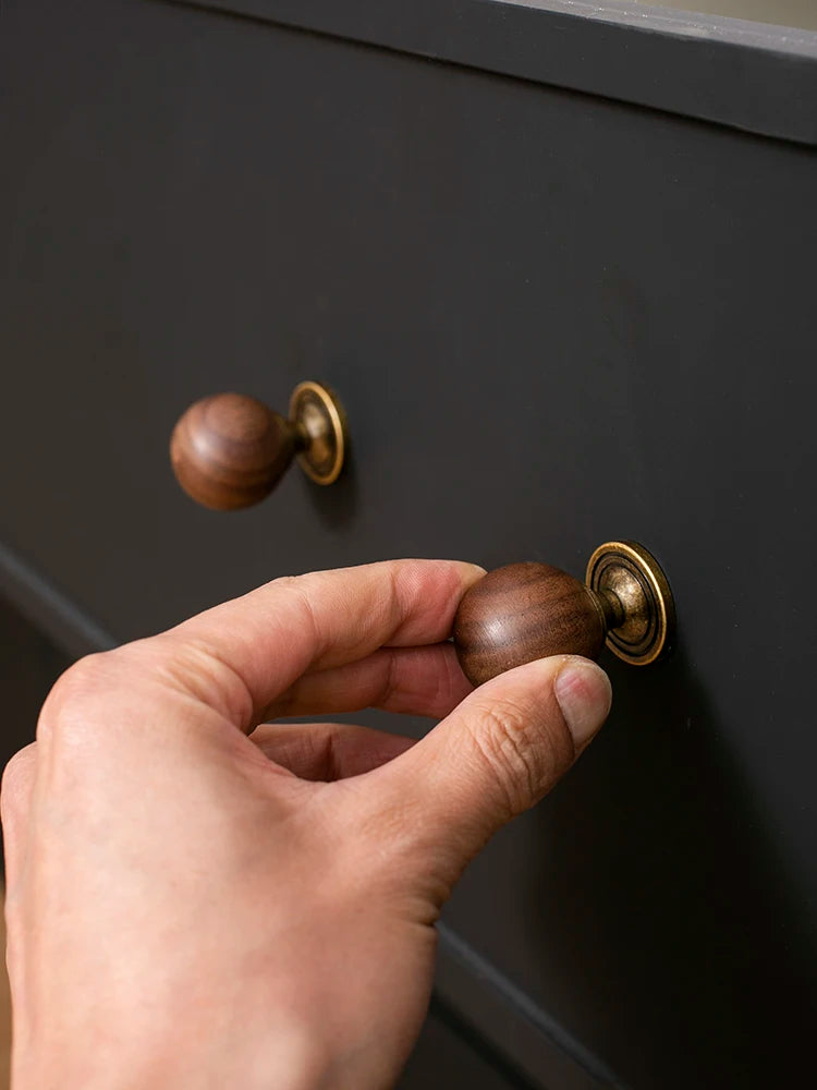 The Furniture Is Made Of Antique Walnut Wood With Solid Brass Small Handles Wardrobe Handles Kitchen Drawers Single-Hole Knobs
