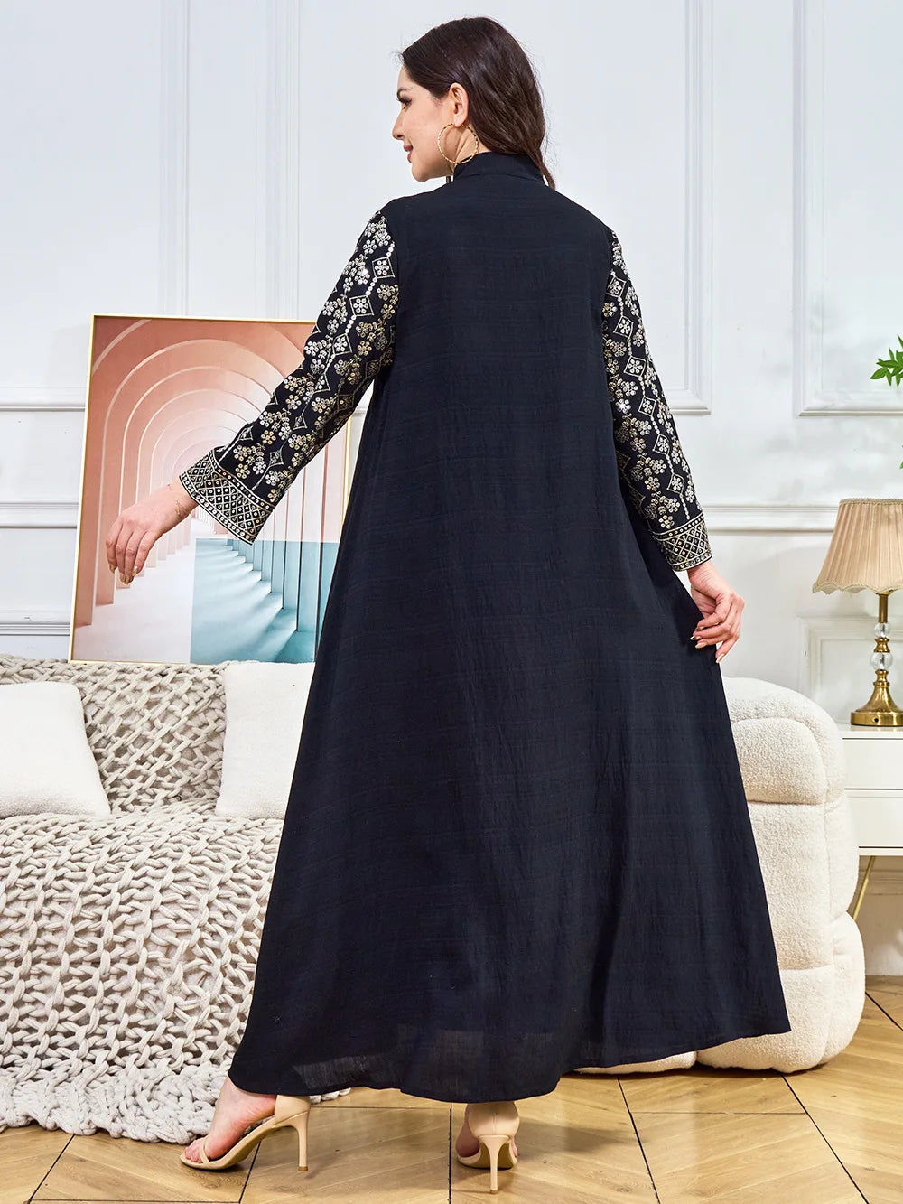 Women Elegant Dresses Eid Muslim Sequins Maxi Dress Jalabiya Morocco Party Robe Evening Dresses Dubai Abaya Kaftan Arab Vestidos