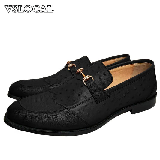 Luxury Men Loafers Shoes Black Horsebit Real Leather Loafers Slip on Casual Men Shoes Dress Wedding Office Shoes For Man
