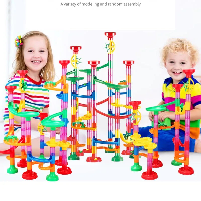 Marble Run Race Track Building Blocks Kids DIY Maze Ball Roll Toy Marble Run Race Coaster Set Marble Slide Pipes  Puzzle Toys