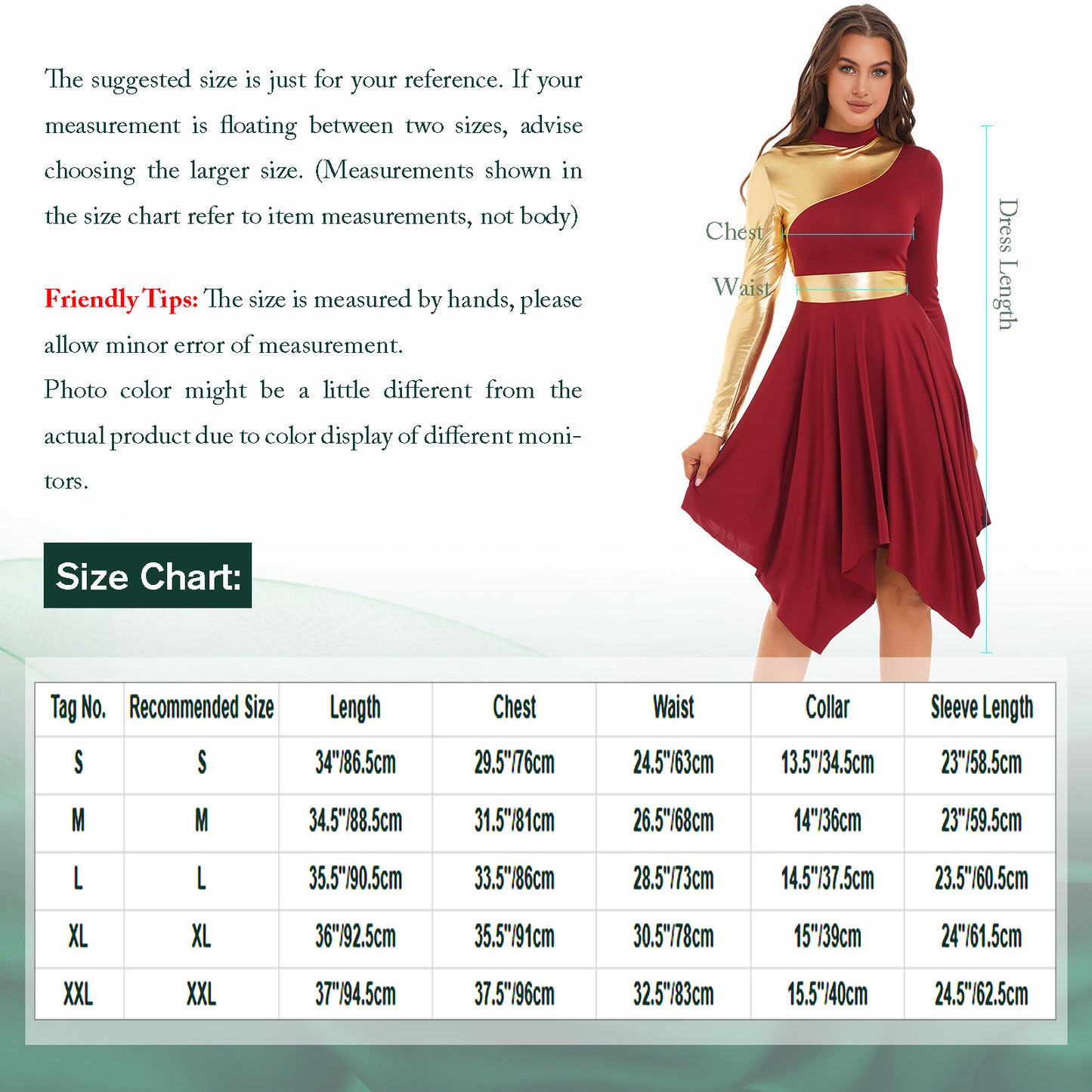Women Modern Lyrical Dance Dress Waltz Ballroom Performance Costume Church Choir Worship Gown Long Sleeve Shiny Dancewear