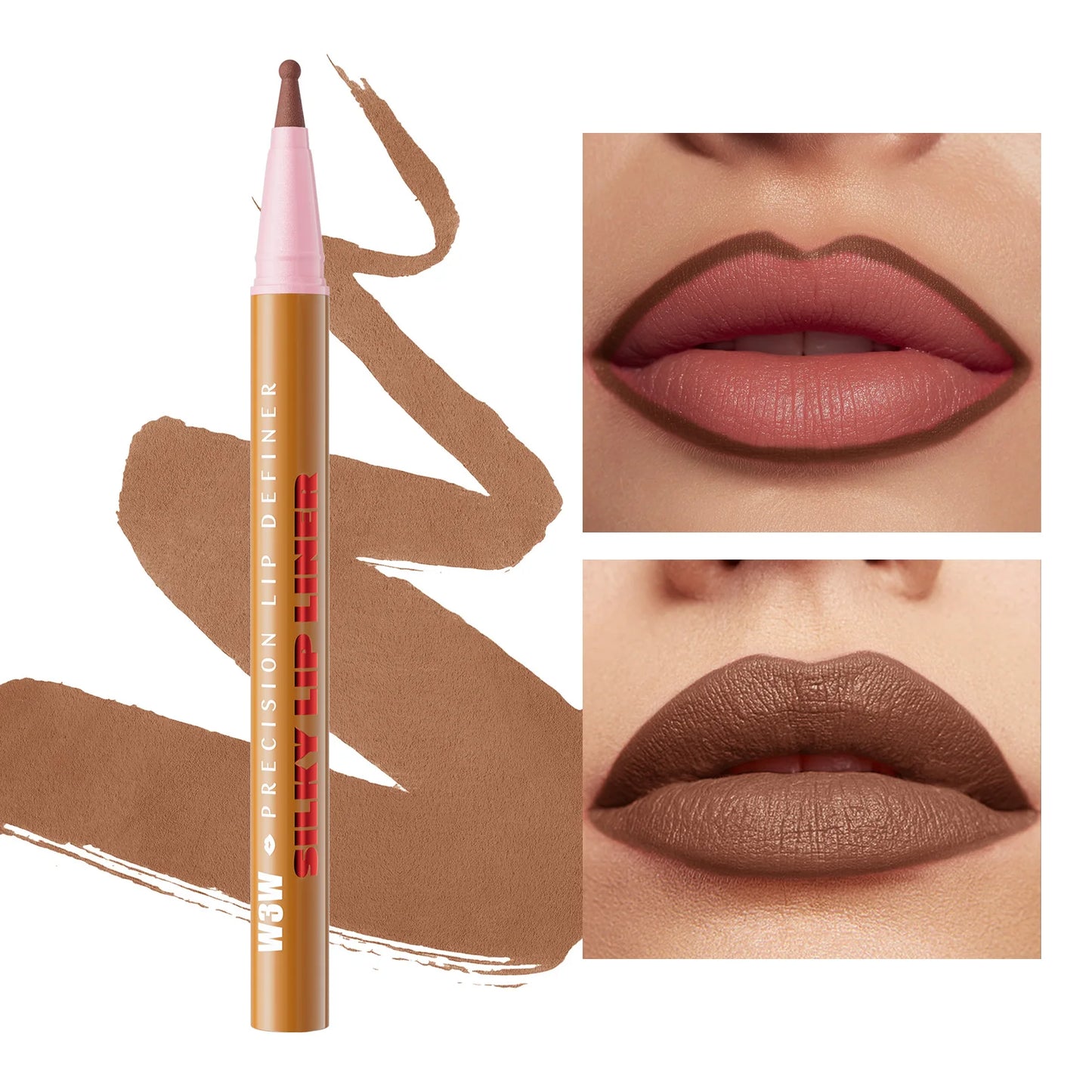 Waterproof Long Lasting Lip Liner Pencil, High Pigment Smooth Matte Lip Liner, Sweatproof Non-Fading Lip Contour Makeup