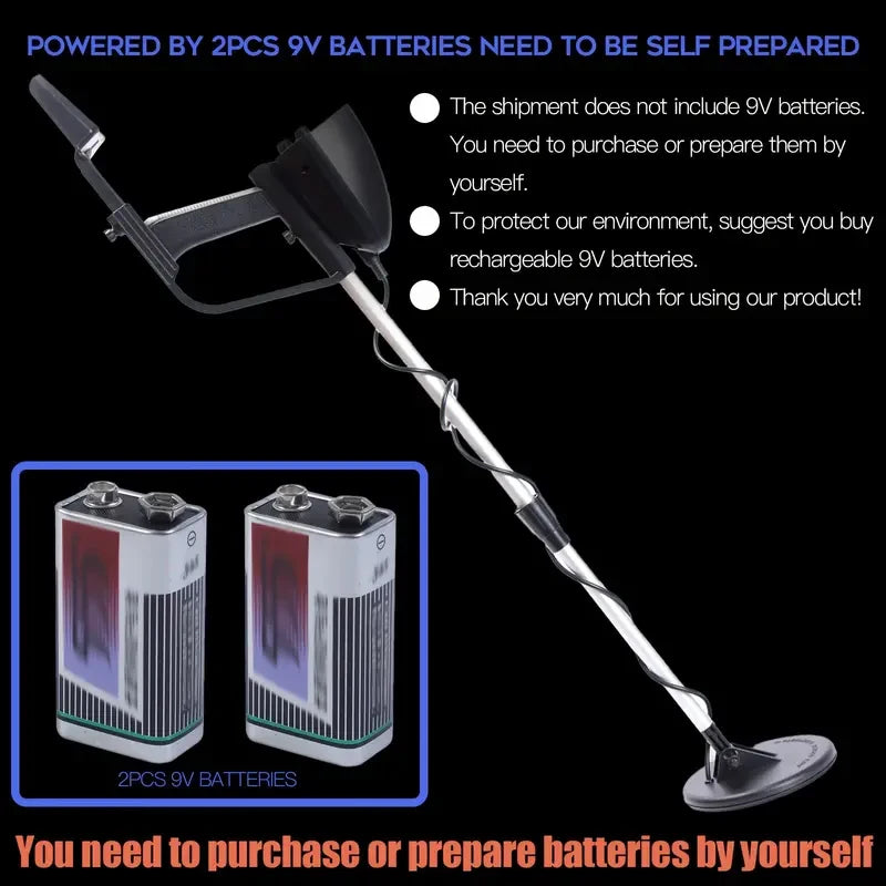 MD-4030 metal detector. Professional underground treasure finder, ID68 waterproof. Search coil, battery powered (not included)