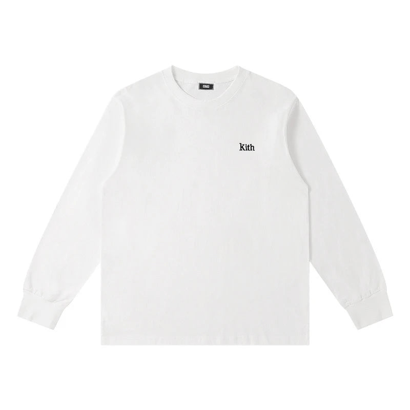 Embroidery Cotton 100% Long-sleeved Men's T Shirt 2025 New Round-collar Solid-color women T-shirt for Male Tshirt Man Tops Tees