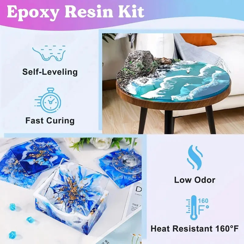 17.6oz/10.4oz Clear Epoxy Resin Kit Casting And Coating For River Table Tops Art Casting Resin Jewelry Projects DIY Art Painting