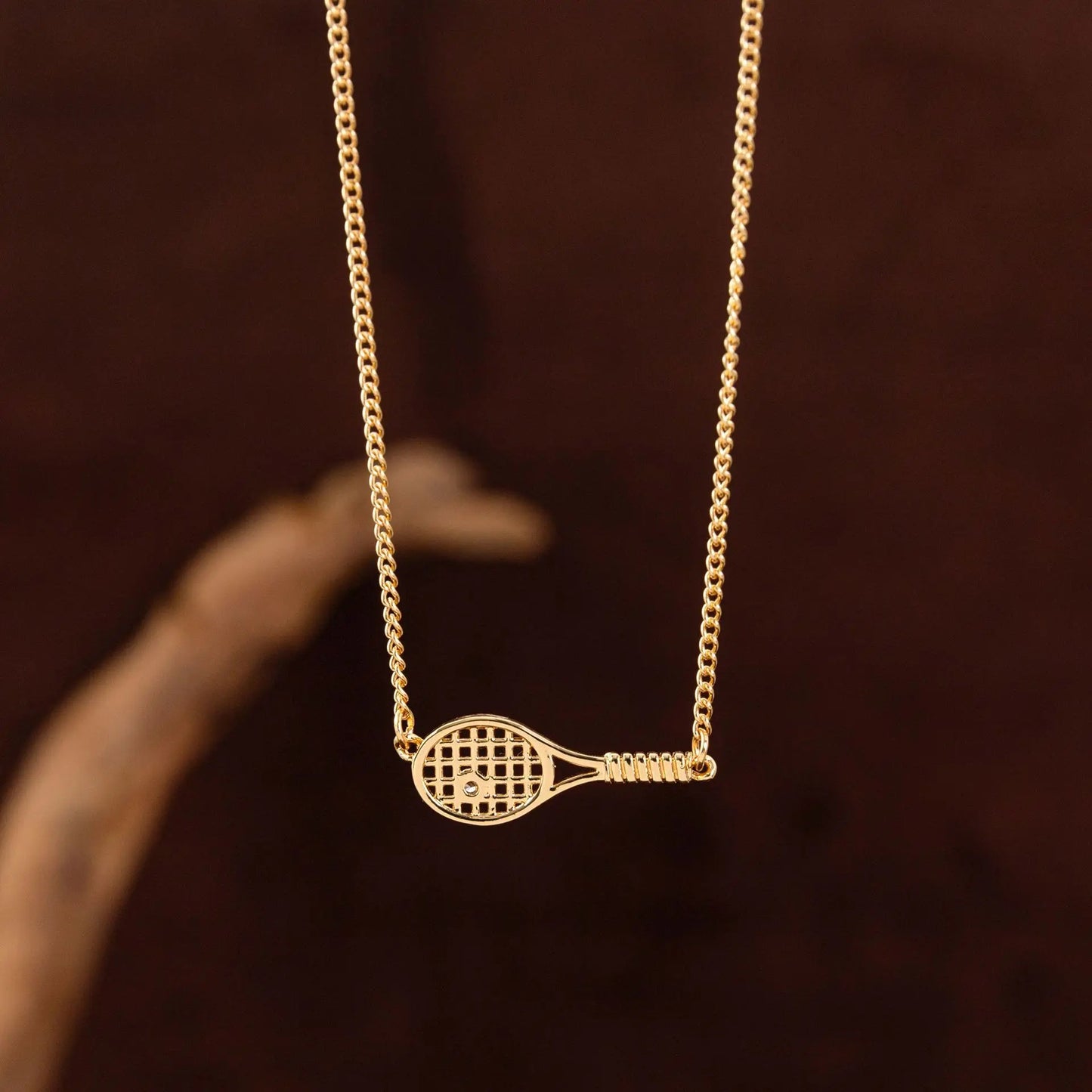 Tennis Racket Necklace Minimalist Alloy Pendant Sporty Chic Choker Adjustable Chain Athleisure Jewelry Gift for Her