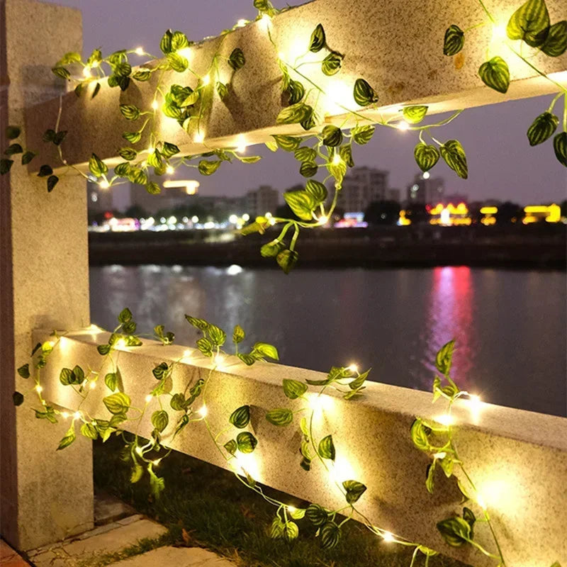 Ramadan Decoration 2025 LED String Lights 2M/5M/10M Maple Leaf Wedding Garland Christmas Fairy Light for Home Bedroom Wall Patio