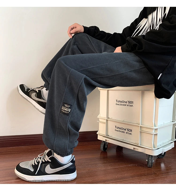 2025 New Men's Corduroy Casual Pants Autumn Winter Wear Resistant Dirt Proof Loose Fit Sport Style Trousers for Working
