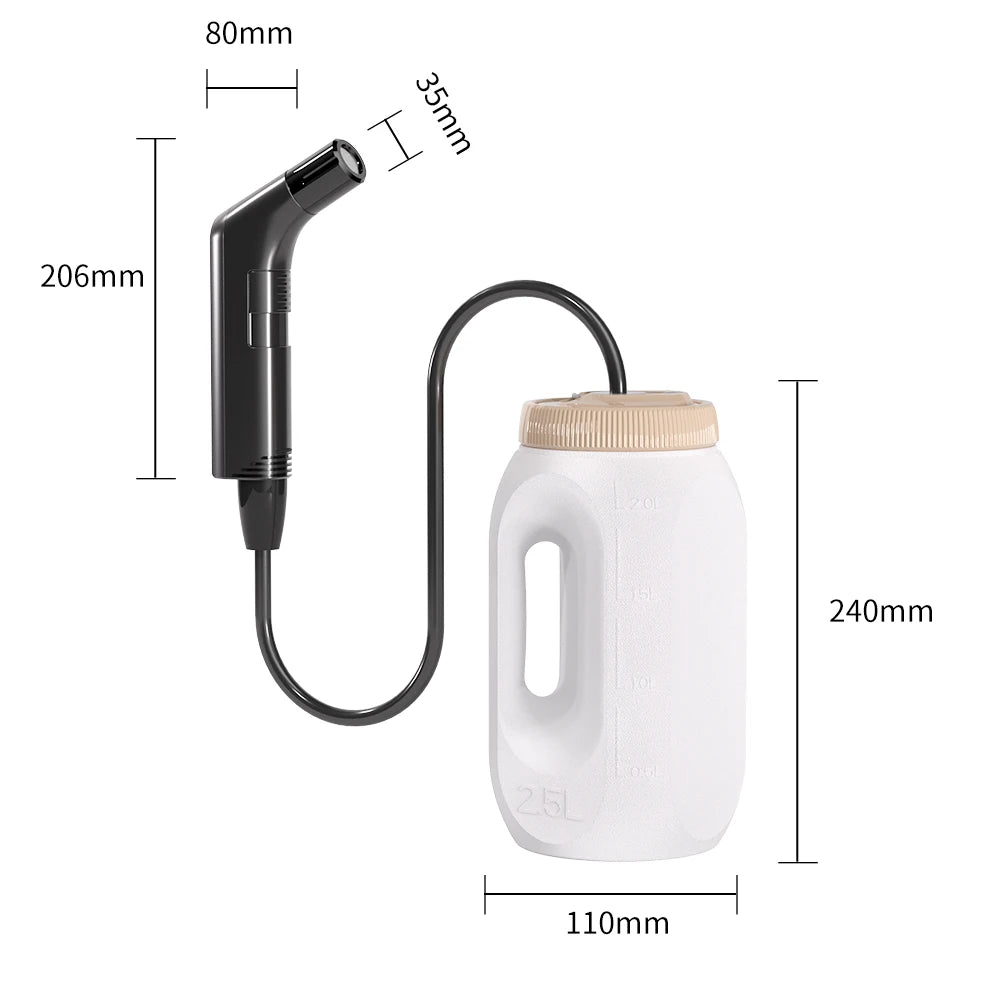 2.5L Portable Electric Bidet Rechargeable Shataf Hand Bidet Butt Sprayer for Personal Hygiene Cleaning Travel Camping Bidet