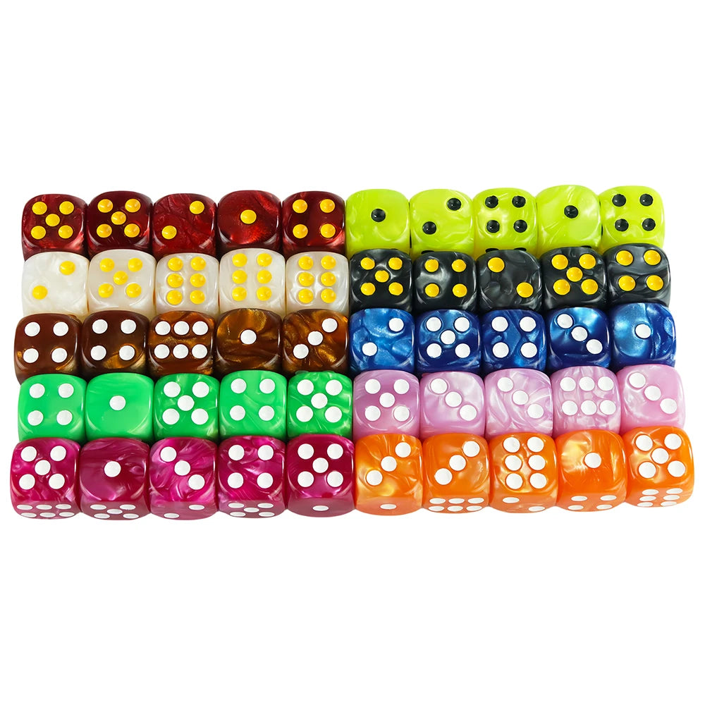 Marble Effect D6 Dice 10pcs 16mm Board Game Dice for Club Party DND RPG Board Game Bar Table Accessories