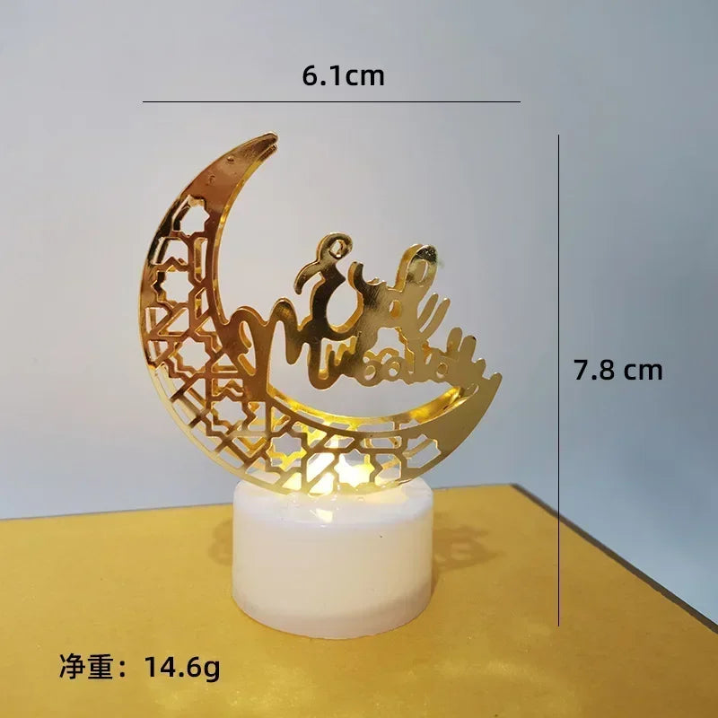 Ramadan Decoration Eid Mubarak Iron Candle LED Light Ornament Islam Muslim House Party Decoration Gift Not Include Battery