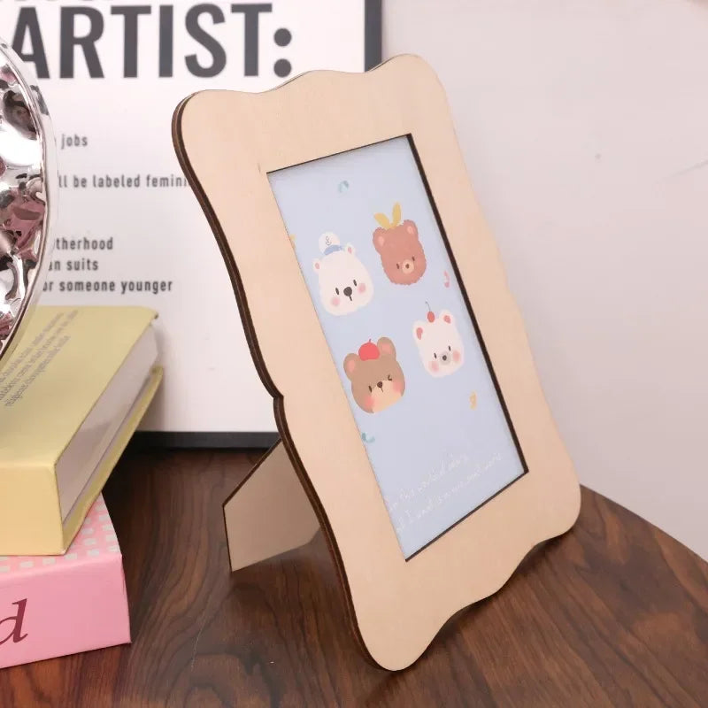 DIY Wood Picture Frames Solid Wood Photo Picture Frames Ornaments Standing Wooden Frames DIY Paintings Crafts Album Decoration