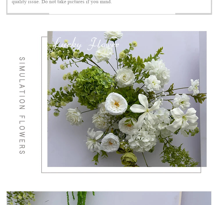 White Green Flowers Wedding Decoration Artificial Flowers Floral Backdrop Arrangement Hang Flower Row Road Lead Flower Ball