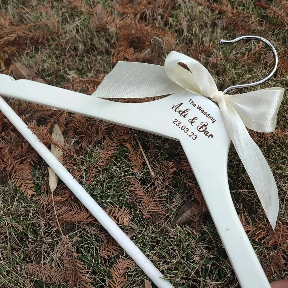 Personalized Wedding Dress Hanger, Engraved Bride and Groom Hangers, Wedding Dress Hanger